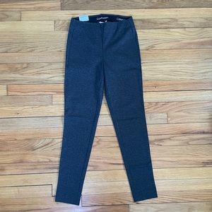 NWT Calvin Klein Grey Herringbone Mid Rise Pull On Leggings Small